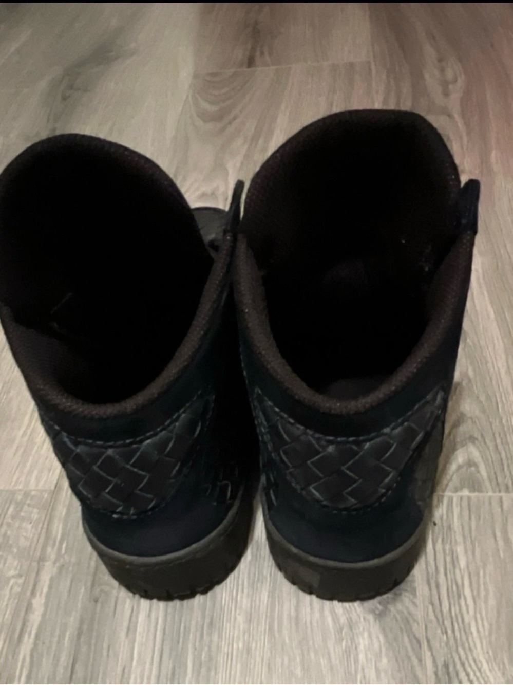 Bottega Veneta Men's Black Woven Lace Up High Top Rubber Outsole Sneakers-9.5 - Picture 3 of 5